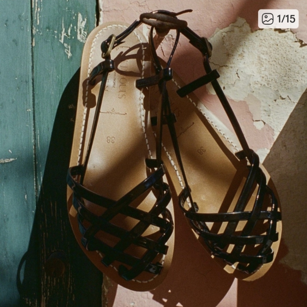 NWT Dôen K.Jacques Handmade Black Leather Sandals
